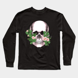 Sugar skull with succulents plants, cool funny cute mask Long Sleeve T-Shirt